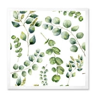 עיצוב אמנות 'ירוק אקליפטוס צמח סניפים השלישי' מסורתי ממוסגר אמנות הדפסה
