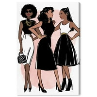 ווינווד סטודיו אופנה גלאם קיר אמנות בד הדפסי 'יפה בנות' בגדים-שחור, לבן