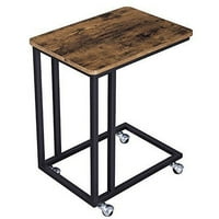שולחן קצה וינטג 'תעשייתי קלווין, שולחן קצה W מדף אחסון לסלון, ריהוט מבטא עץ W מסגרת מתכת