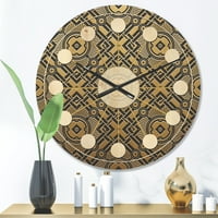 עיצוב 'מתכת מוזהב יוקרה גיאומטריה XII XX' שעון קיר עץ מודרני של אמצע המאה
