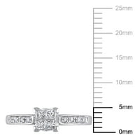 Miabella's Carat T.W. טבעת אירוסין של נסיכה וריבועים עגולים בזהב לבן 10KT