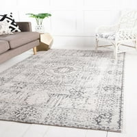 נול ייחודי מקורה מלבני מלבני שטיחים מסורתיים אפור אפור-לבן, 4 '6' 0
