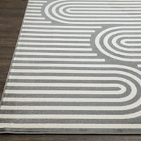 מרפסת LOOMAKNOTI טרופית סדוויק 5 '7' גיאומטרית מקורה אזור חיצוני שטיח אפור לבן