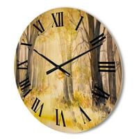 מעצב את 'אור שמש בהיר דרך עצי היער הצהוב אני' שעון קיר עץ מסורתי