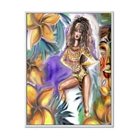 עיצוב 'אשת לוחם אמזון טרופית' אשה מסורתית מדפס קיר קיר מסורתי