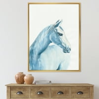 מקרוב דיוקן של אור כחול סוס ממוסגר ציור בד אמנות הדפסה