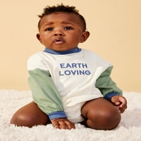 כוכב קטן אורגני תינוקות בנים 2PK סווטשירט רומפרים, גודל יילוד- חודשים