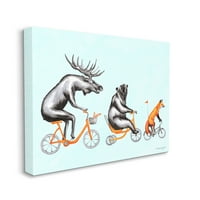תעשיות סטופל חיות בר בעלי חיים רכיבה על אופניים איילים דוב לגלריית אמנות גרפית עטוף בד קיר הדפס, עיצוב