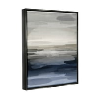 סטופל תעשיות מופשט נוף מים נוף גרפי אמנות סילון שחור צף ממוסגר בד הדפסת קיר אמנות, עיצוב על ידי ג ' קי