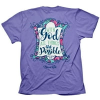 חולצת טריקו לנשים מבורכת עם אלוהים- סגול-אקס-גדולה