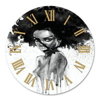 Designart 'דיוקן מונוכרום של אישה אפריקאית אמריקאית III' שעון קיר מודרני