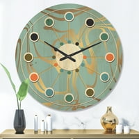 עיצוב 'עיצוב שיש בצבע זהוב I' שעון קיר עץ מודרני של אמצע המאה