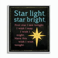 חדר הילדים מאת Stupell Star Light Star Bright Munery Rhyme Art Art Wall Framed מאת Stephanie Workman Marrott